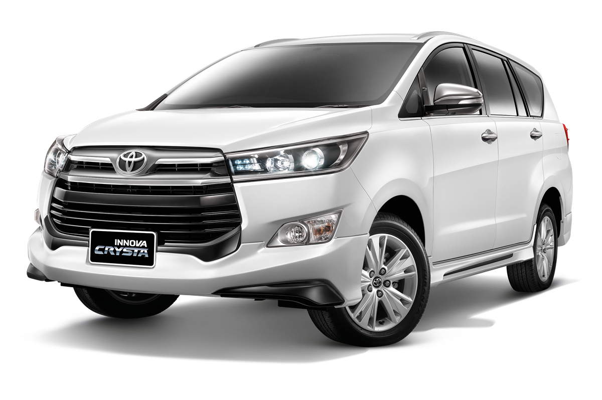 White Toyota Innova Crysta – Front Side View for Rental in Patna